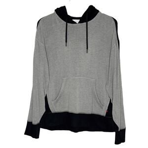 La Ligne XS New York Gray Black Hoodie Sweatshirt Drawstring Soft Colorblock